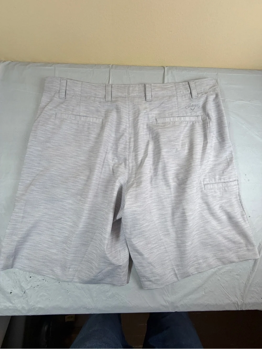 Callaway‎ Men's Light Gray Micro-Stripe Flat Front Shorts